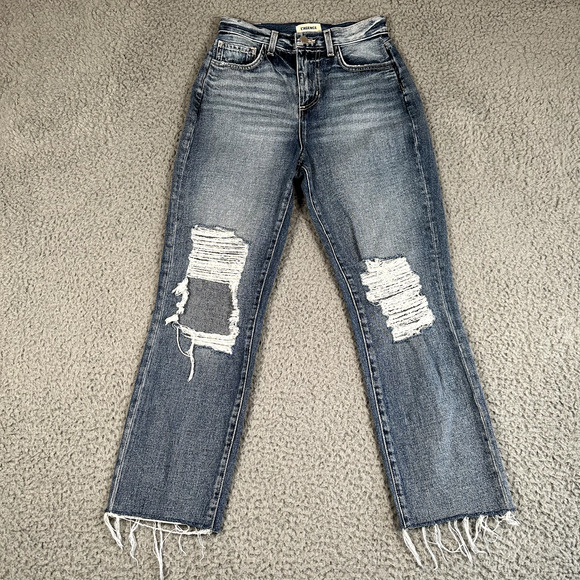 L'AGENCE Adele Jeans Women's 25 Blue High Rise Crop Stove Pipe Cotton Made In US - Picture 1 of 12